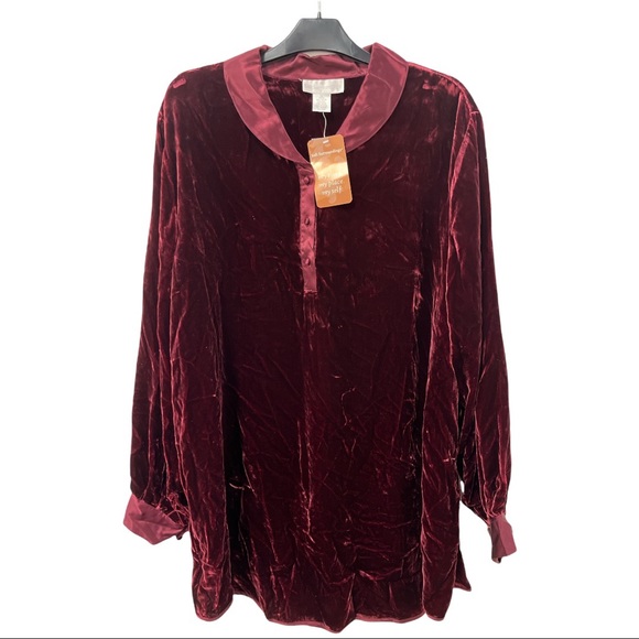 Soft Surroundings Tops - NWT Soft Surroundings Womens Long Sleeve Romantic Velvet Shirt Tunic Top 1X